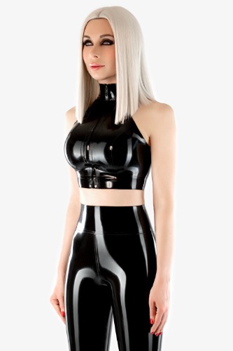 Latex top with high collar and concealed front zipper | Default Title