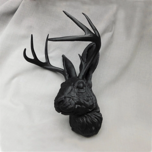 Jackalope Head Wall Art | 3D Printed Jackalope Mount Home Decor