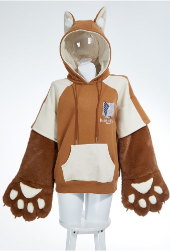 Attack On Titan & Micotaku Furry Paw Hoodie Wings of Freedom Hoodie