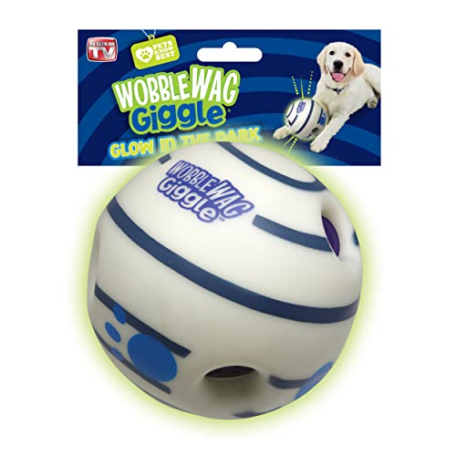 Wobble Wag Giggle Glow in The Dark, Interactive Dog Toy, Fun Giggle Sounds When Rolled or Shaken, Pets Know Best, As Seen on TV - Glow In The Dark