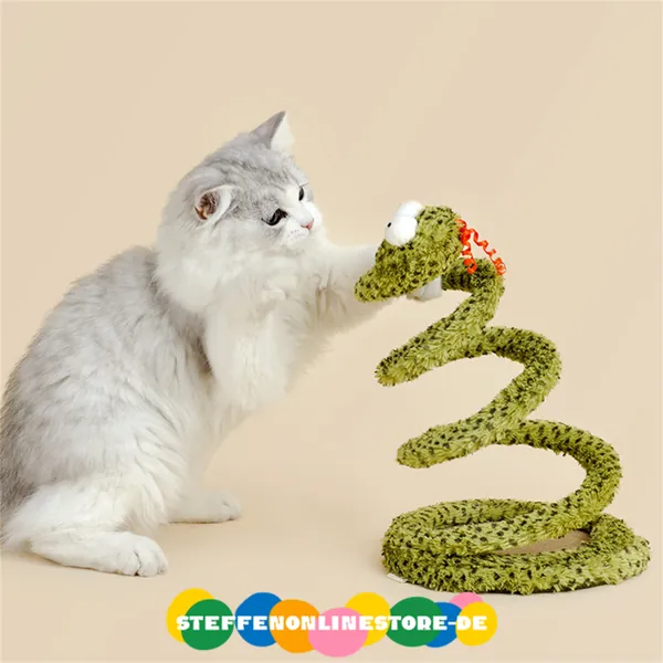 Lang Schlangenform Katzenangel -  Katzen Teaser mit Feder - Natürlich Stil Spielangel für Katze - Katzenspielzeug zur Selbstunterhaltung