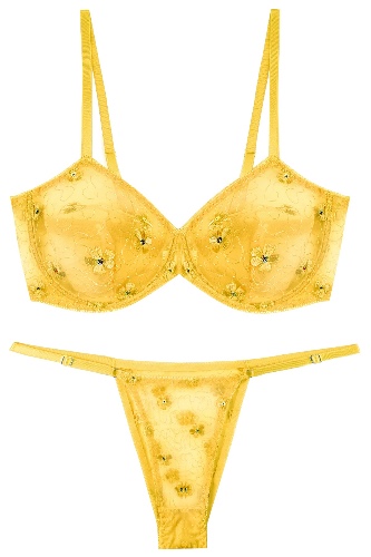 ADSEXY Women's Sexy Lace Lingerie Sets Sheer Floral Chinese Embroidery See Through Strap Bra and Panty 2 Piece Push Up