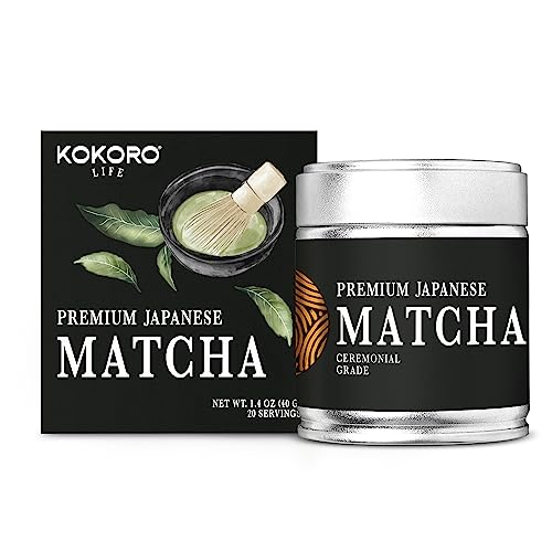 KOKORO LIFE Ceremonial Grade Matcha Green Tea Powder - Authentic Japanese - First Harvest (1.41 Ounce)