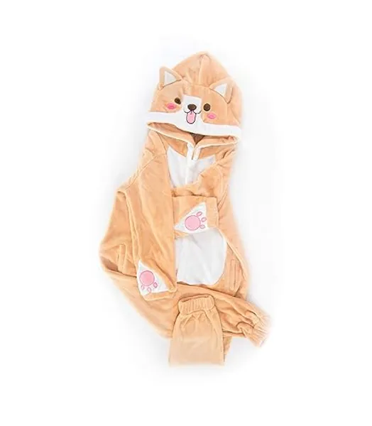Nayo The Corgi - Super Soft Flannel Corgi One Piece Pajama - XX-Large - Orange