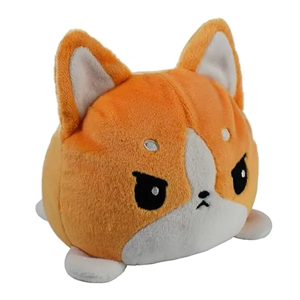 TeeTurtle - The Original Reversible Dog Plushie - Corgi - Cute Sensory Fidget Stuffed Animals That Show Your Mood - Happy + Angry Corgi