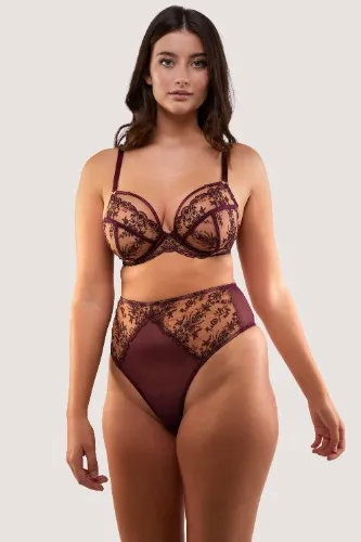 Cassia Wine Custom Embroidery Lingerie Set