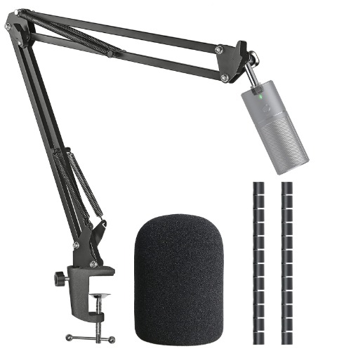 Razer Seiren X Mic Boom Arm Stand with Pop Filter, Compatible with Razer Seiren X USB Microphone with Cable Sleeve by SUNMON - 