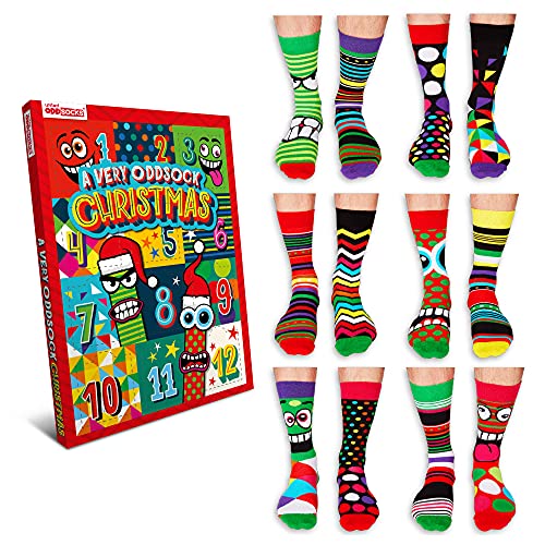 United Oddsocks Oddsocks Calendrier de l'Avent pour homme Chaussettes de Noël – Boîte de 12 – 39–46