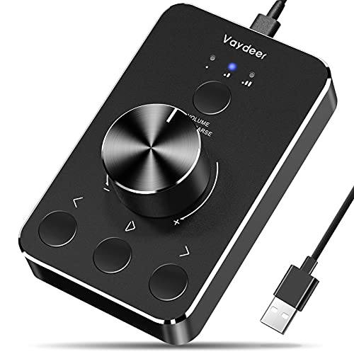 Volume Controller,Vaydeer USB Volume Controller,Multimedia Controll Knob with one Key Mute Function for PC,Audio Volume Remote Controller Support WinXP/7/8 10/VISTA/MAC - USB version