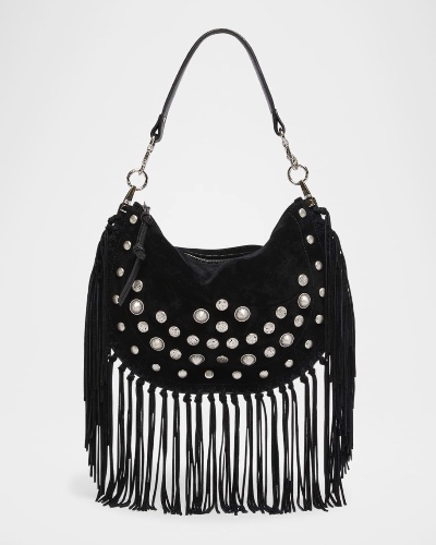 Oskan Kanao Studded Fringe Suede Shoulder Bag