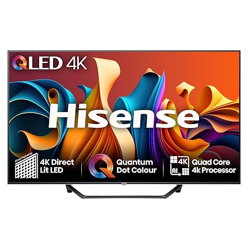 Hisense 55 Inch 4K QLED Smart TV 55A7NQTUK - Quantum Dot Colour, 4K AI Processor, Dolby Vision Atmos, Smooth Motion, Sports Mode, Vidaa OS with Freely, Youtube, Netflix and Disney+ (2024 Model) - 55 inches - 4k UHD QLED - 2024 - TV only