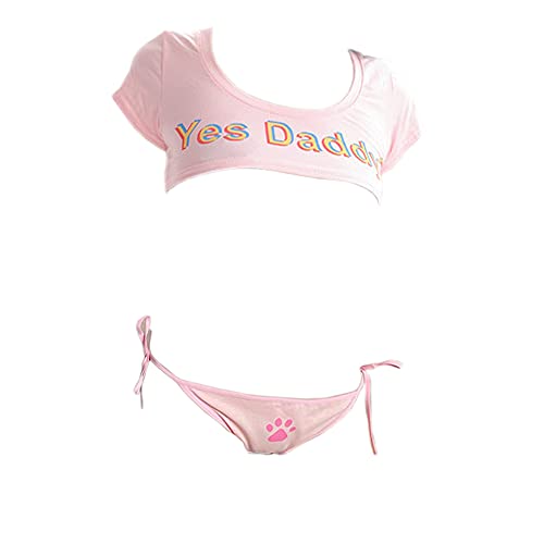Ensemble de sous-vêtements sexy sexy pour cosplay - L - Yes Daddy (Rose)