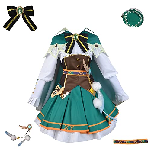 OSIAS Genshin Impact Cosplay Kostüm, verbesserte Version mit hochwertigen Stoffen, Accessoires und Passform - Venti Dress Version - XL