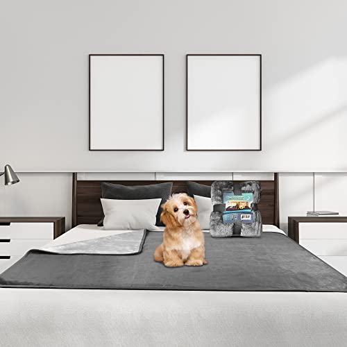 Bedding Aid, wasserdichte Decke 152x203cm, Kuscheldecke Flauschig, Hundedecke Sofa, Liebesdecke Wasserdicht, Katzendecke, Dunkelgrau/Hellgrau - Dunkelgrau/Hellgrau - 152 x 203 cm