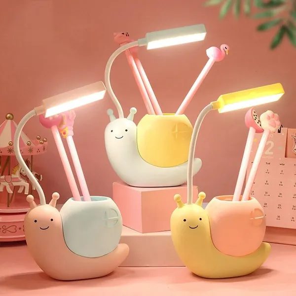 Cartoon Snail Shaped Mini Table Lamp | Nightstand Light for Bedroom | Kawaii Office Supplies | Table Decor