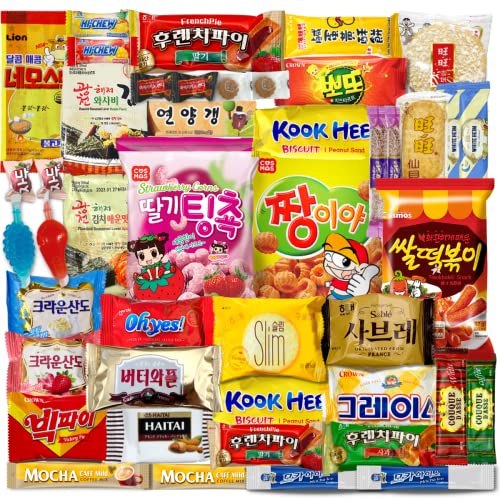 Korean Snack Box Variety Pack - 42 Count Individual Wrapped Gift Care Package Bundle Sampler Assortment Mix Candy Chips Cookies Treats for Kids Children College Students Adult