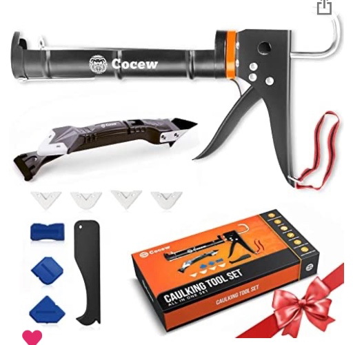 Cocew Caulking Tool Kit, Drip-Free Caulk Gun and Sealant Finishing Tool Grout Scraper,5 Replace Silicone Pads, Great Tools for Kitchen Bathroom Window Sink Joint with Gift Box - - Amazon.com
