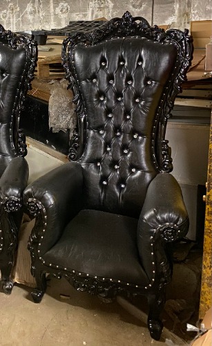 "Queen Isabelle" Throne Chair - Black / Black