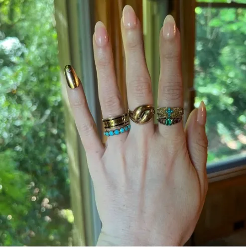 French cut diamond 14k gold pinky nail