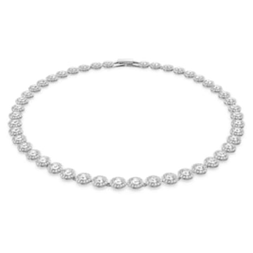 Angelic necklace, Round cut, White, Rhodium plated