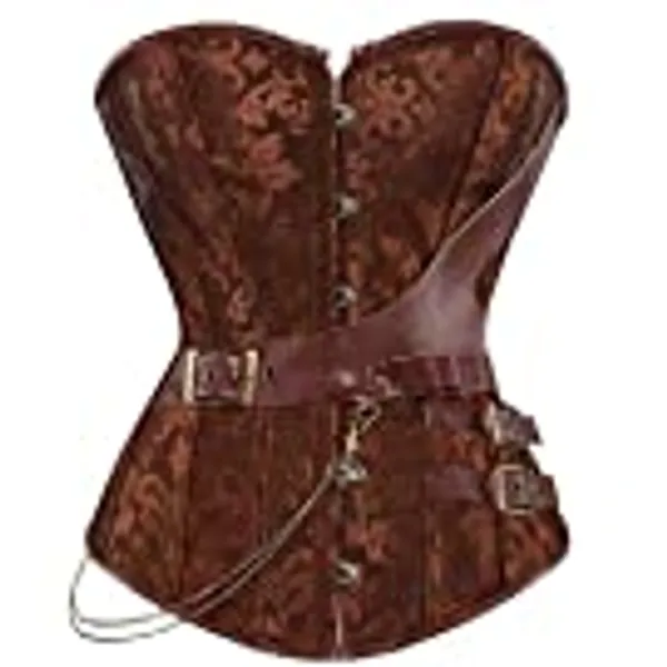 Josamogre Steampunk Steampunk Corsage Korsett Gothic Bustier Leder Kunstleder überGrößen Burlesque Piraten Halloween top