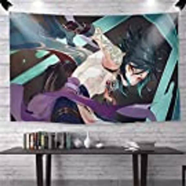 Jinhua Yiyan Genshin Impact Wandteppich Tapestry Xiao,Anime Poster für Wandbehang Dekoration für Live-Streaming-Party,Schlafzimmer,Wohnzimmer,Heimdekoration