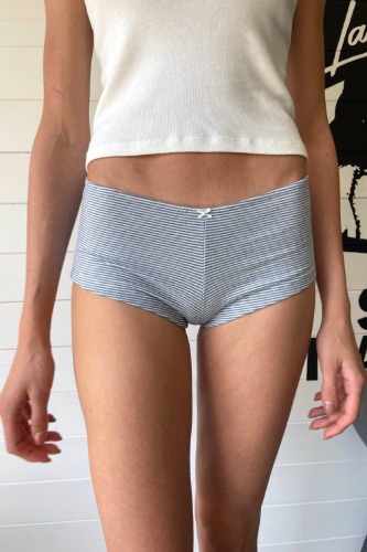 Striped Boyshort Underwear | Light Blue And White Stripes / XS/S