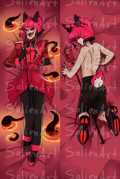 Dakimakura grande Alastor de Hazbin Hotel. Funda de almohada ligera de cuerpo completo con 2 diseños diferentes de tu personaje favoritos