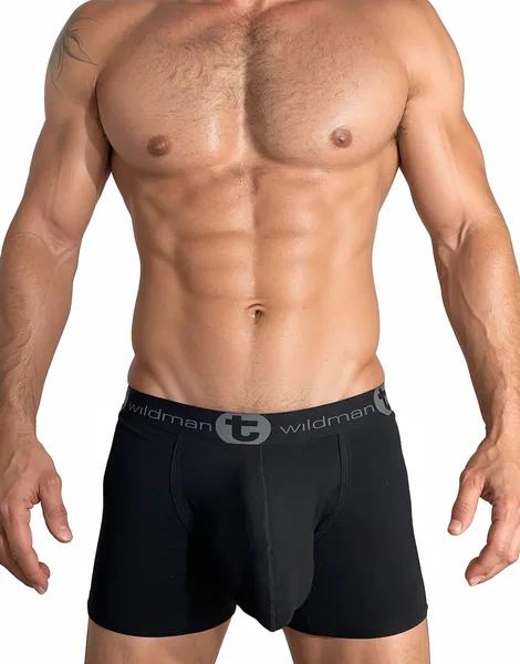 WildmanT Cotton Monster Cock 5" Inseam Boxer Brief Black | XLarge
