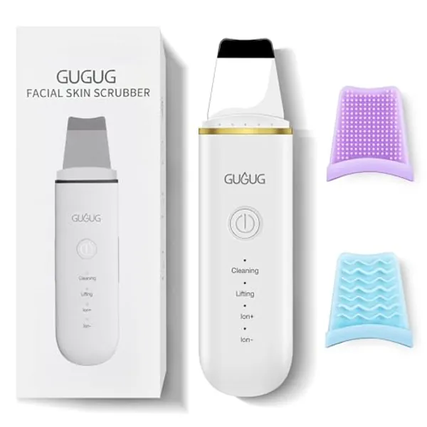 GUGUG Peeling Ultrasónico Facial, Skin Scrubber, Limpiador Facial, Exfoliación de Cara 4 Modos para Limpiar los Poros y Cuidar la Piel, USB Recargable, Dispositivo de Belleza