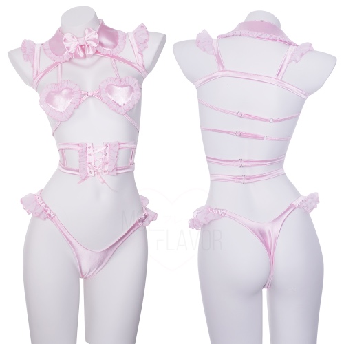 Sweet Talk Heart Ruffle Lingerie - Pink / 2XL/3XL