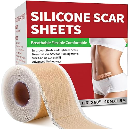Silicone Scar Sheets (1.6”x 60” Roll-1.5M), Medical Grade Silicone Scar Tape Roll, Reusable Silicone Scar Strip, Professional Scar Removal Sheets for Surgery, C-Section, Burn, Keloid, Acne Etc - Brown