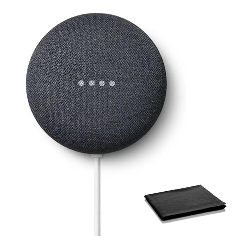 Google Nest Mini Bluetooth Speaker, Brazilian Model, Multi Language with English Compatibility Assistant (2nd Gen) Chalk with Premium Cleaning Cloth and EU/US Power Plug Adapter, Bulk Packaging