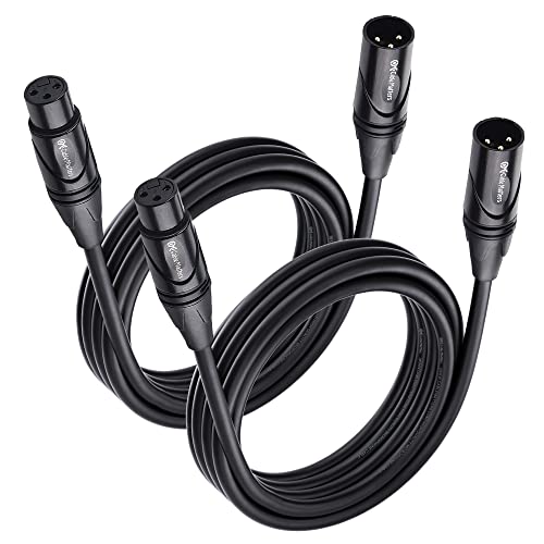 Cable Matters 2-Pack Premium XLR to XLR Cables, XLR Microphone Cable 10 Feet, Oxygen-Free Copper (OFC) XLR Male to Female Cord, Mic Cord, XLR Speaker Cable, Black - 10 Feet