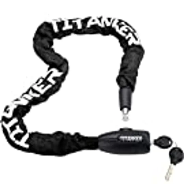 Titanker Bike Chain Lock, Security Anti-Theft Bike Lock Chain Bicycle Chain Lock Bike Locks for Bike, Motorcycle, Bicycle, Door, Gate, Fence, Grill (6mm, 8mm, 10mm Thick Chain)