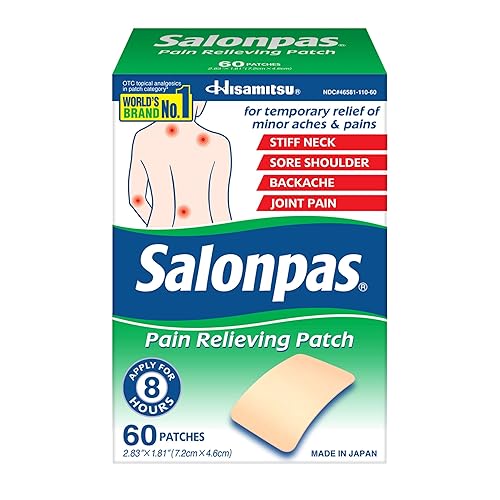 Salonpas Pain Relieving Patch for Back, Neck, Shoulder, Knee Pain and Muscle Soreness - 8 Hour Pain Relief - 60 Count