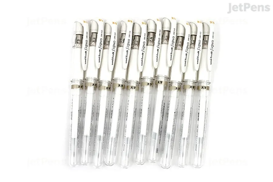 Uni-ball Signo Broad UM-153 Gel Pen - White Ink - 10 Pen Bundle