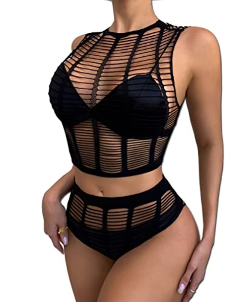 Buitifo Womens Lingerie Set Fishnet Babydoll Bodysuit Sexy Nightwear