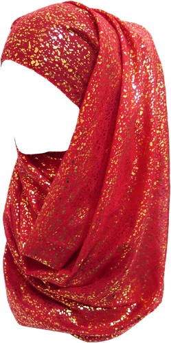 Lina & Lily Gold Glitter Plain Color Hijab Muslim Head Wrap Scarf Shawl - Red