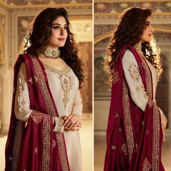 Ramzan Eid Special Red Color Designer Gorgeous Plazzo Dress Indian Pakistani Women&#39;s Wedding Wear Shalwar Kameez Palazzo Heavy Dupatta Suits