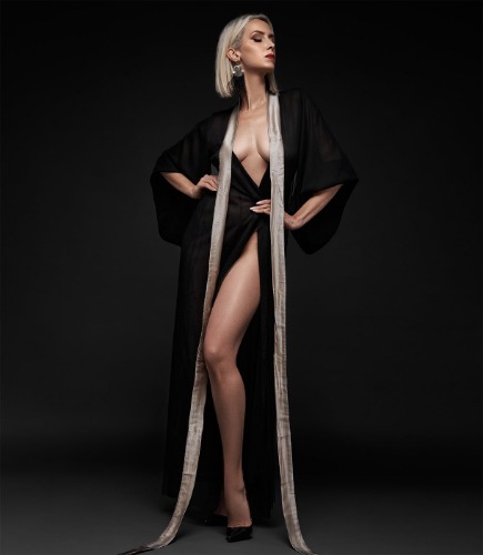 Ikonostas Long Butterfly Kimono Black/Powder | Default Title