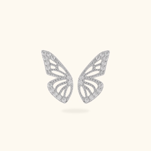 Sparkle Flying Butterfly Studs | SILVER / ONE EAR