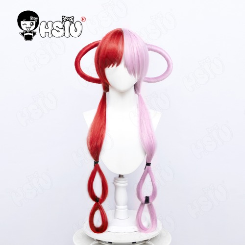 Uta peruka do Cosplay peruka z włókna syntetycznego Anime czerwona Uta rudowłosa piosenkarka Cosplay 「 HSIU 」 różowe i czerwone długie włosy + czapka z peruką