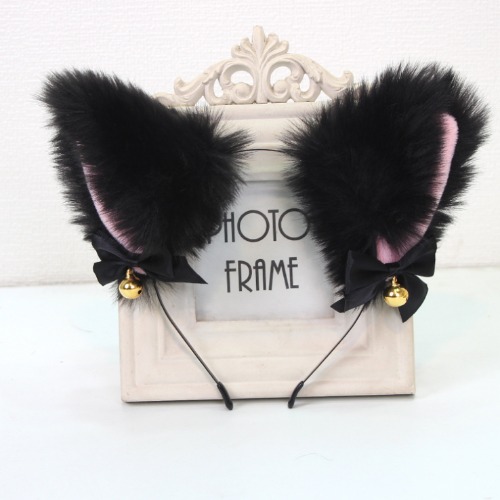 Nova - Anime Plush Furry Cat Ear Headband - black
