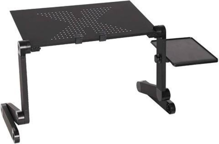 Foldable Aluminum Laptop Desk Adjustable Portable Laptop Table Stand with Mouse Pad Ergonomic Desk for Bed and Sofa (No Cooling Fan) - 1