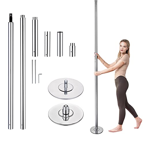 AW Portable 9.25FT Dance Pole Kit 45mm Removable Dancing Pole Professional Static Spinning Pole Dancing Pole for Home Party Pub Exercise, Max Load 1102 Lbs, Silver/Black/Colorful/Gold - Silver