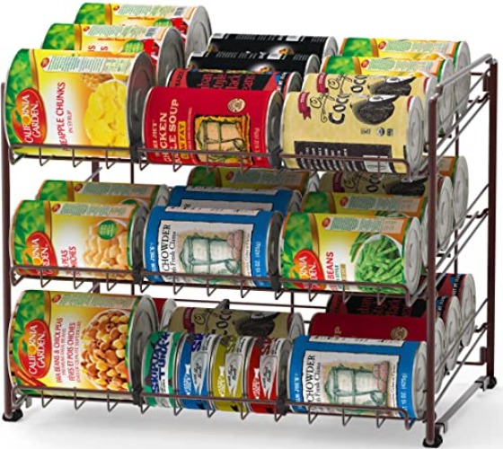 SimpleHouseware Stackable Metal Can Rack Organizer, Bronze - Bronze