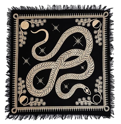 ASAV Tarot Altar Cloth Golden Snake Dragon Table Napkin Cloth Witchery Supplies Home Decor Wall Art Spiritual Witchcraft Square (36x36 Inches (91x91 Cm)) - 36x36 Inches (91x91 Cm)