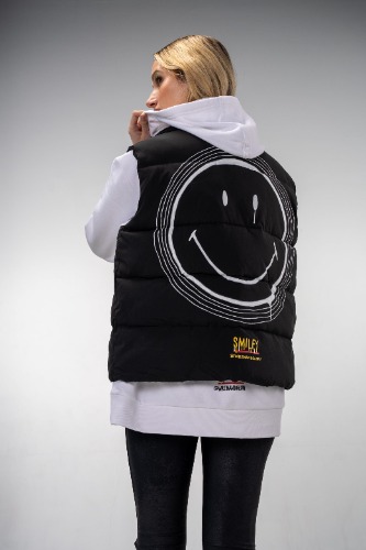 'The Smiley Vest' Painted Puffer Vest - One Size