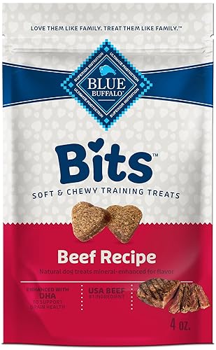 Blue Buffalo Bits Soft Dog Treats for Training, Made With Natural Ingredients & Enhanced with DHA, 4-oz. Bag - Beef - 4 Ounce (Pack of 1)